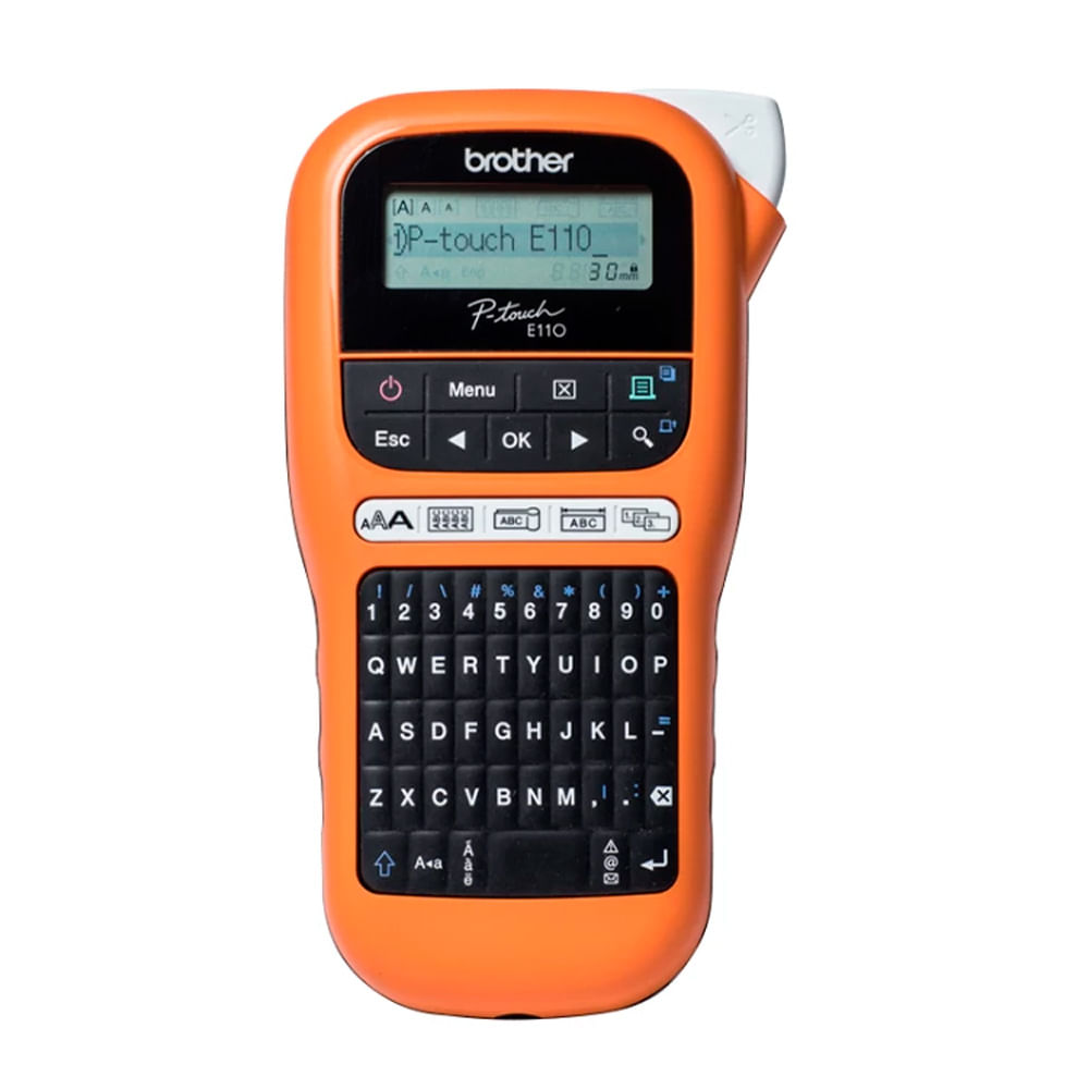 Rotuladora Brother portátil, 20 mm/seg, naranja, PT-E110VP